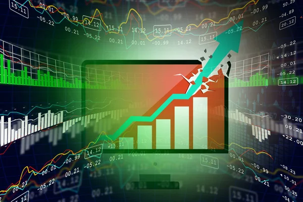 Digitális ábra-Stock market graph elemzés — Stock Fotó