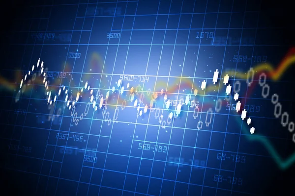 Ilustración digital del análisis gráfico del mercado de valores — Foto de Stock