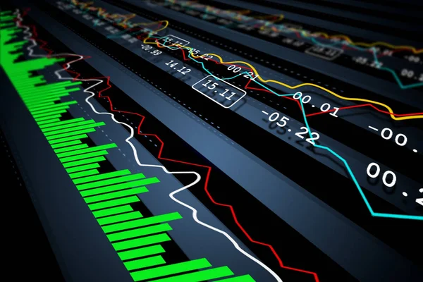 株価グラフ分析のデジタル イラストレーション — ストック写真