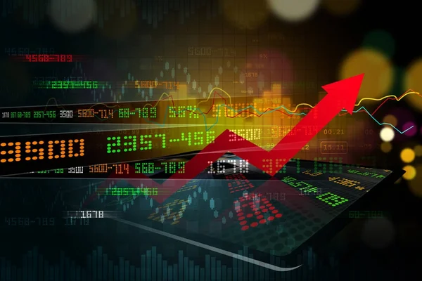 Digital illustration av dataanalys i aktiemarknaden — Stockfoto