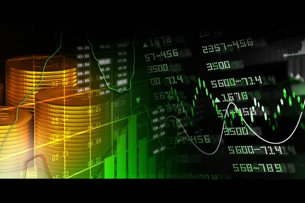 Ilustración digital del análisis de datos en el mercado de valores — Foto de Stock