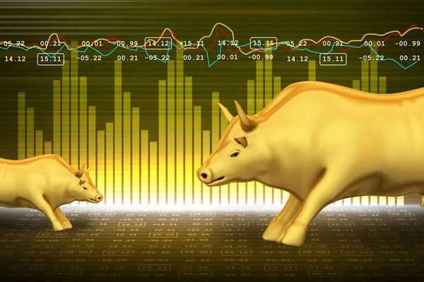 Illustrazione 3d di Trading e investire simbolo finanziario con toro — Foto Stock