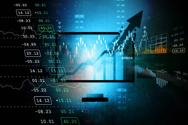 Digitální ilustrace akciového trhu firmy graf — Stock fotografie