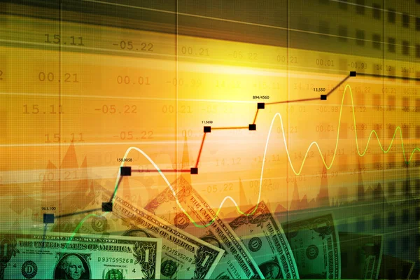 Ilustração digital do conceito monetário e do gráfico de análise de mercado — Fotografia de Stock