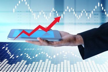 Adam gösteren borsa iş grafik dijital illüstrasyon 