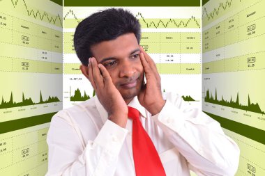 adamın dijital illüstrasyon borsa analizde düşünme