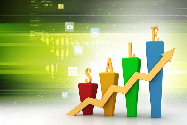 3d illustration of Sales growth graph — Stock Photo, Image