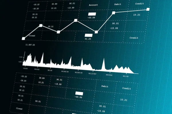 Digitální ilustrace burzovní graf analýzy — Stock fotografie