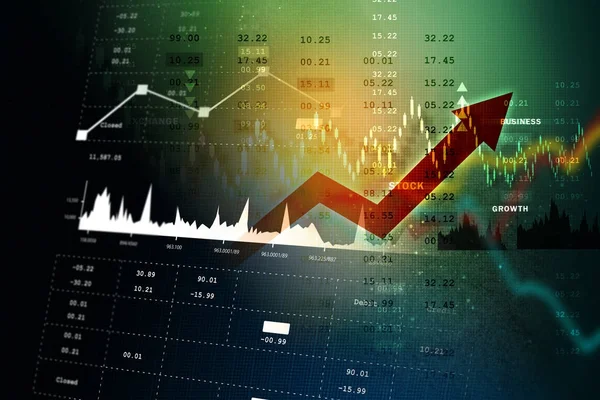 Borsa grafik analiz dijital illüstrasyon — Stok fotoğraf