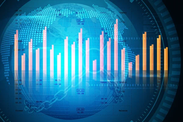 digital illustration of Sales growth graph in stock market