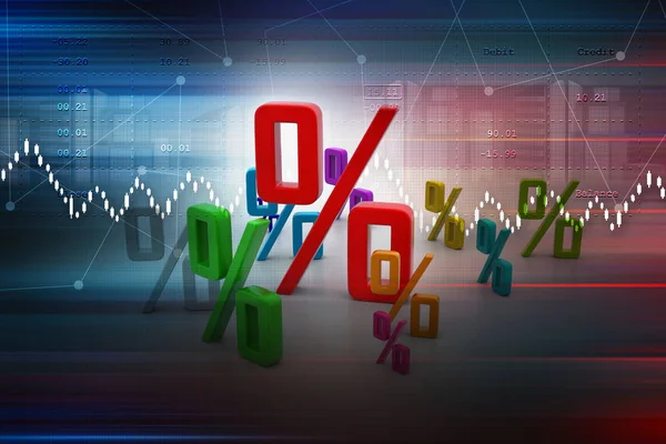 3D illustratie voor Percentage graph in beurs — Stockfoto