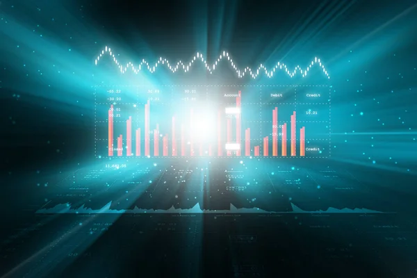 Digital illustration of Sales growth graph in stock market — Stock Photo, Image