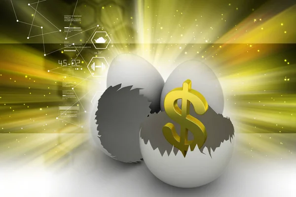 Digitale afbeelding van eierschaal met dollar teken — Stockfoto