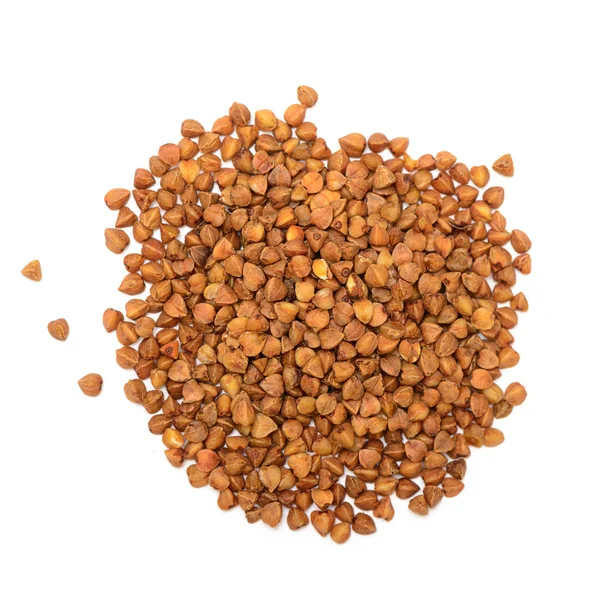 Handful of buckwheat grains on a white background — Stock Photo, Image
