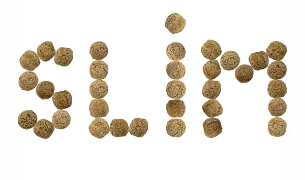 Inscription slim of rye bread balls it against white background — Stock Photo, Image