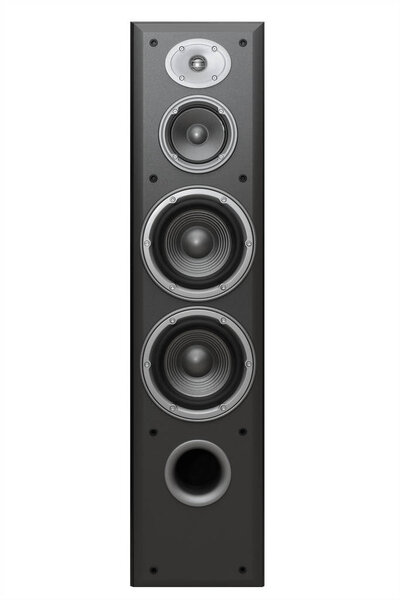 Multi-band large sound column with a gray color with several speakers