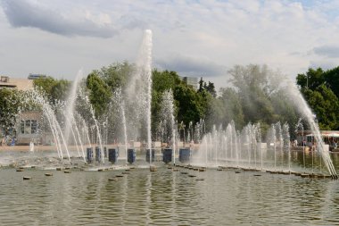 12 Ağustos 2013: Gorky Park 'taki çeşme. Moskova. Rusya.