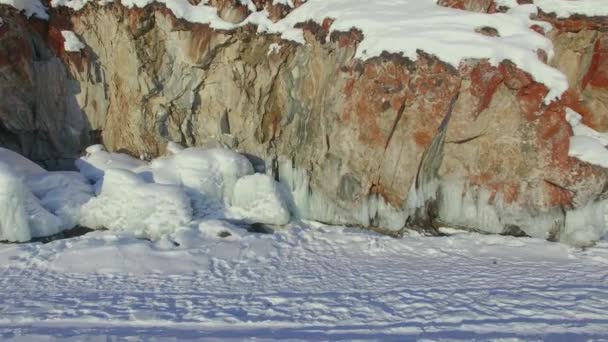 4 k.Prores 编解码器。空中的航测。冬天。贝加尔湖 — 图库视频影像