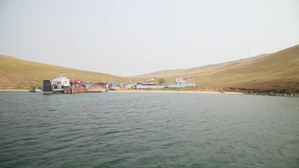 Nature of Lake Baikal. Ferry to the island of Olkhon — Stock Video