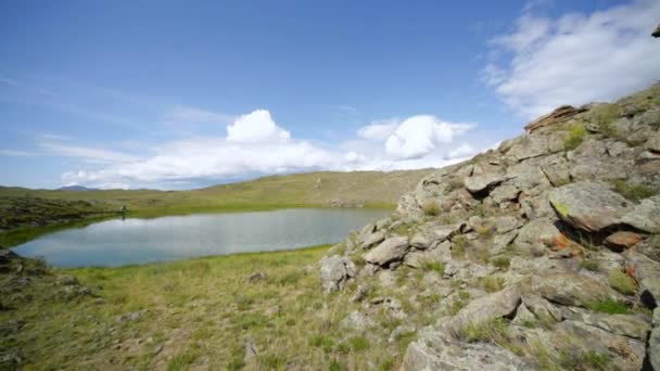 Stone moonstone on the island of Olkhon. Lake Baikal — Stock Video