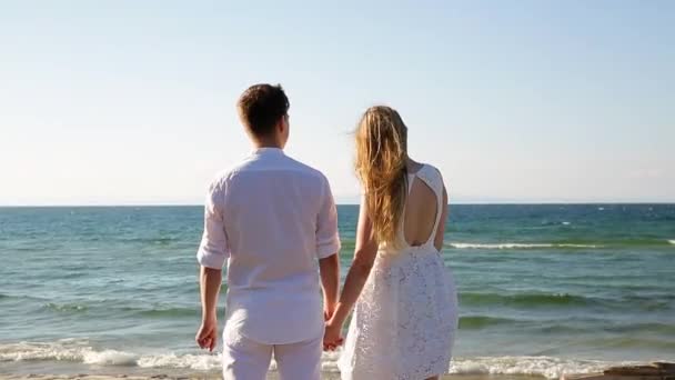 Milující pár na pláži — Stock video