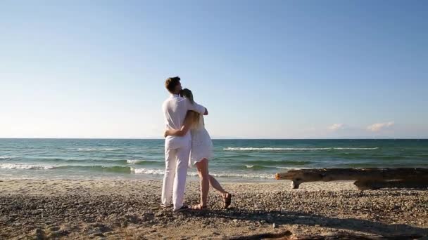 Ett älskande par på stranden — Stockvideo