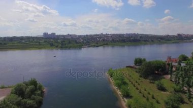 Hava fotoğrafçılığı. Manzara yukarıdan şehrin. Yaz. Irkutsk