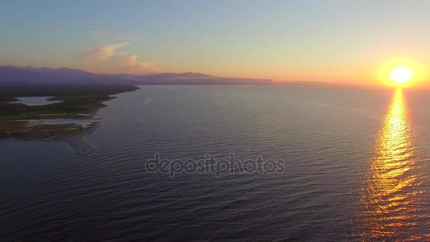 Aerial Photography Settlement Shore Lake Baikal Vydrino — Stock Video