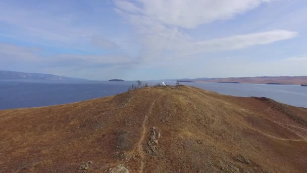 Luchtfotografie Herfst Het Baikalmeer Kleine Zee — Stockvideo