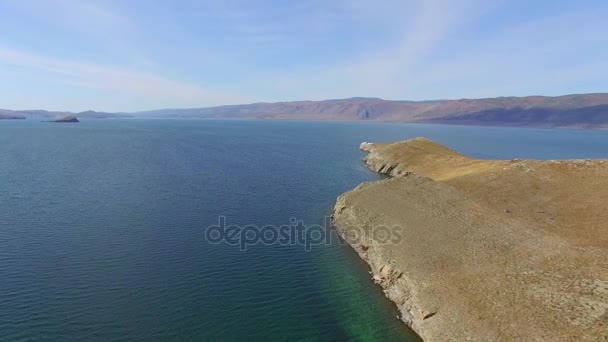 Letecké Fotografie Podzim Jezero Bajkal Malé Moře — Stock video