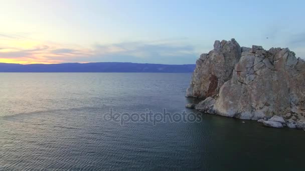 Fotografia Aerea Autunno Lago Baikal Piccolo Mare — Video Stock