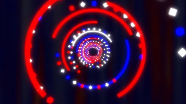 Fly through Red White and Blue Fourth of July Abstract Glow Tunnel - Abstract Background Texture — Stockfoto