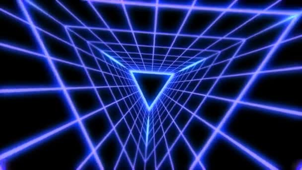 Retro Futuristico 80s Vaporwave Triangle Grid Synthwave Tunnel - 4K Seamless Loop Animazione di sfondo — Video Stock