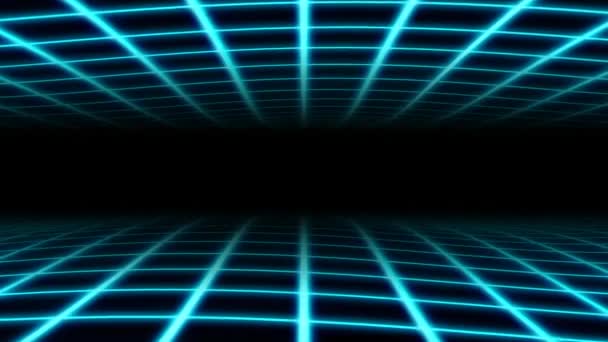 Retro Wavy Grid 80s Synthwave Neon Net Waves in Aesthetic Vaporwave - 4K Seamless Loop Motion Background Animation — Stock Video