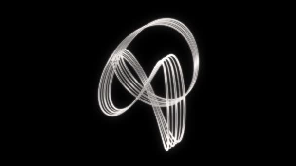 Abstract Geometric Shiny Silver Metal Ribbon Band Curve Rotating - 4K Seamless Loop Motion Background Animation — Stock Video