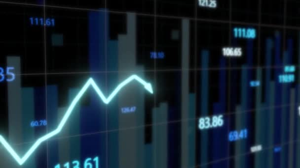3D Futuristische Stock Market Grafiek Volatiliteit Grafiek Tickers wijzigen - 4K naadloze lus beweging achtergrond animatie — Stockvideo