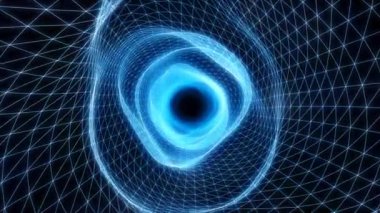 Wavy Blue Işıldayan Web Ağ Ağı Tüneli Dijital Solucan Deliği Tüp - 4K Kusursuz Döngüsüz Arkaplan Animasyonu