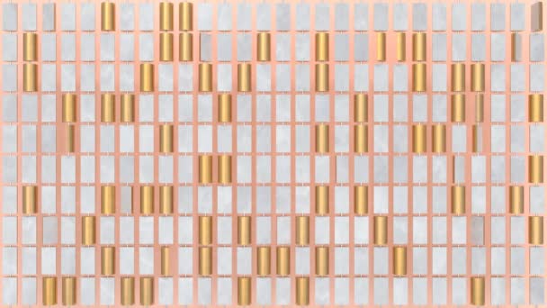 Painéis de parede modernos geométricos modernos do estúdio do ouro branco que caem - Animação de fundo sem emenda do movimento do laço 4K — Vídeo de Stock