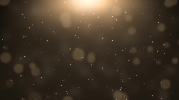 Mooie gouden stof deeltjes glitter Sparkles en Magic Shiny Bokeh - 4K naadloze lus beweging achtergrond animatie — Stockvideo