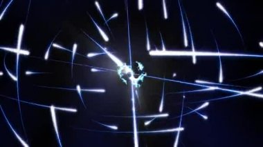 Ağır Uranyum Atom Elektronları Nükleer Bilim Konsepti etrafında yörünge - 4K Kusursuz Döngü Hareketi Arkaplan Canlandırması