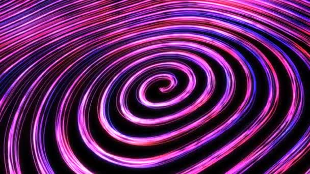 Parlayan Neon Işık Çizgisi İzleri Spiral Girdap Dönüşü - 4K Kusursuz Döngü Dönüşümlü Arkaplan Animasyonu — Stok video