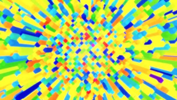 Multicolore Cel ombreggiato Toon Cube Campo casualmente muovendosi su e giù - 4K senza soluzione di continuità Loop Animazione di sfondo — Video Stock