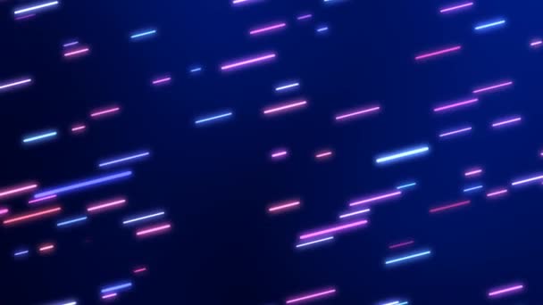 Rayas de línea multicolor de neón brillante redondeado que se elevan hacia arriba ángulo - Animación de fondo de movimiento de bucle sin costuras 4K — Vídeos de Stock