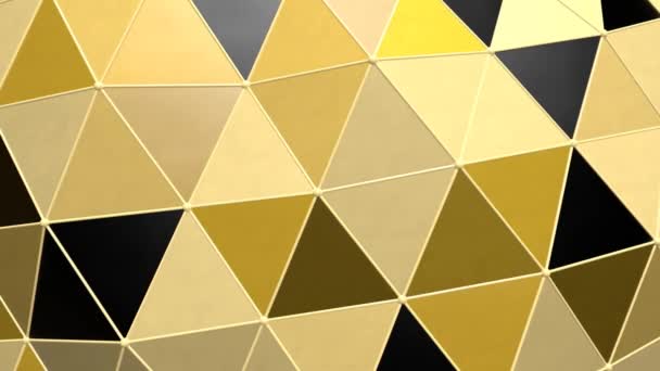 Lesklé kovové černé zlato pohybující se trojúhelník mřížka tvary dlaždic grafiky - 4K bezešvé smyčka pohybu pozadí animace — Stock video