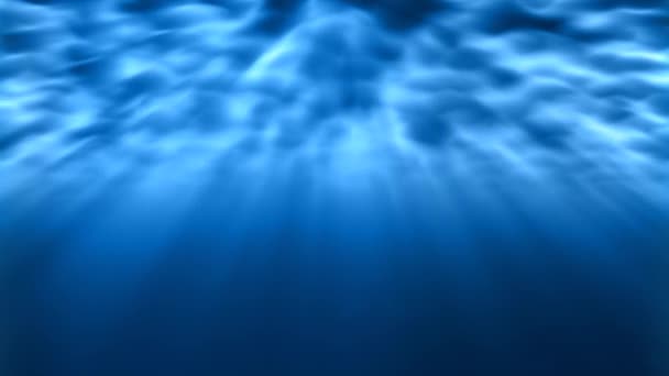 Les rayons de lumière sous-marine brillent sous les vagues de l'océan ondulantes Animation de fond de boucle sans couture 4K — Video