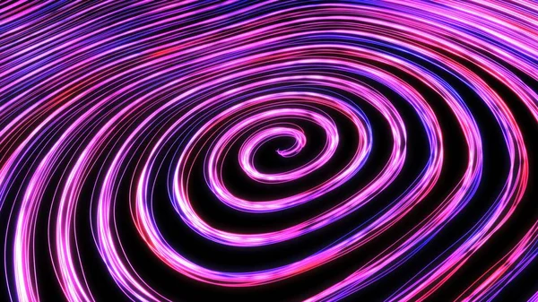 Glowing Neon Light Line Trails Rotate Spin in Spiral Vortex Swirl - Abstract Background Texture — Stock Photo, Image