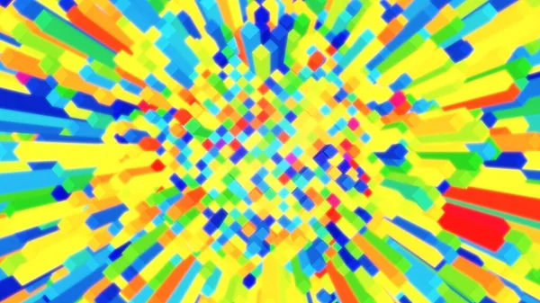 Kolorowy cel Shaded Toon Cube Field Losowo poruszające się w górę iw dół - Streszczenie tekstury tła — Zdjęcie stockowe