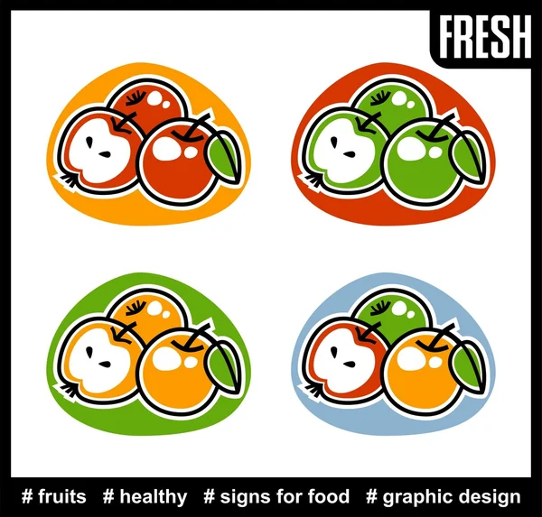 Set di icone stilizzate mela — Vettoriale Stock