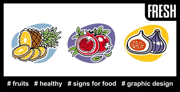 Fruits ensemble de signes — Image vectorielle