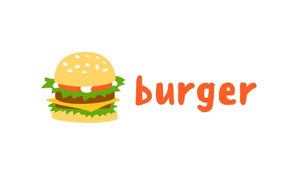 Burger einfache Farbe Logo — Stockvektor